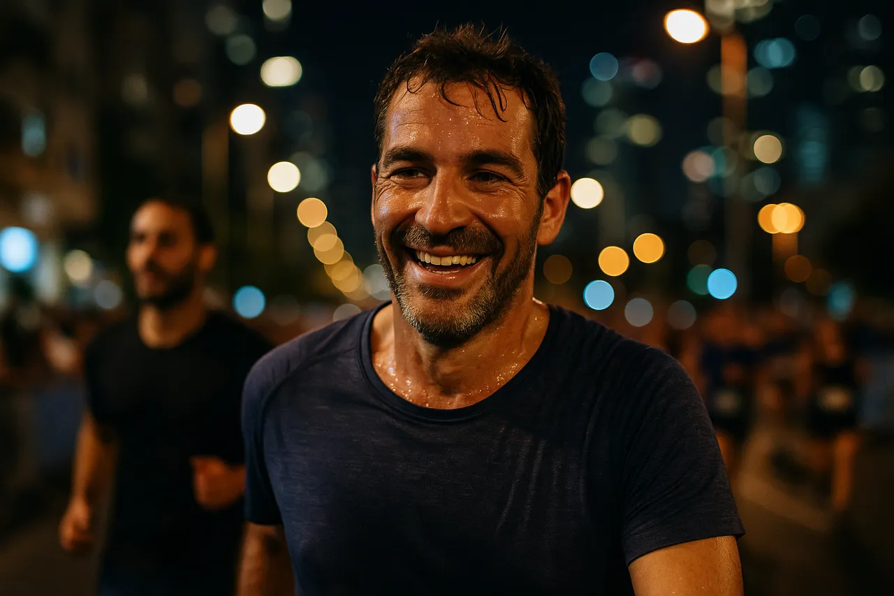רץ מסיים מירוץ לילה